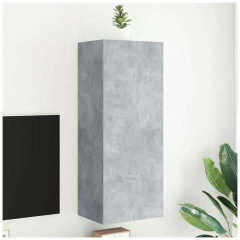 Mobile Tv Parete Grigio Cemento 40,5x30x102cm Legno Multistrato - Foto 1