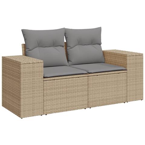 Divano Da Giardino Con Cuscini A 2 Posti Beige In Polyrattan - Foto 2