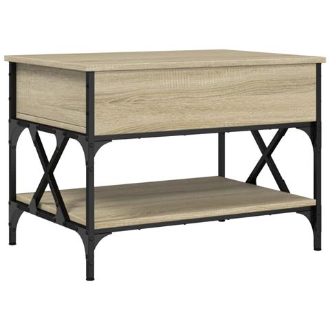 Tavolino Salotto Rovere Sonoma 70x50x50 Cm Multistrato Metallo - Foto 2
