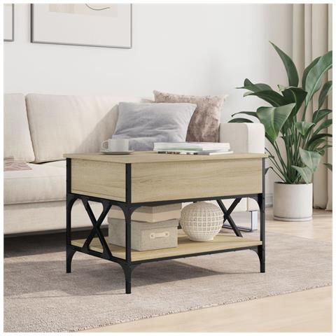 Tavolino Salotto Rovere Sonoma 70x50x50 Cm Multistrato Metallo - Foto 3