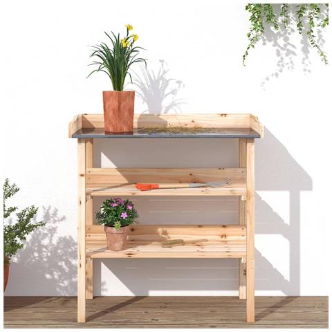 Tavolo Piante Con Ripiani 78x38x, 82,5cm Legno Massello Abete - Foto 3