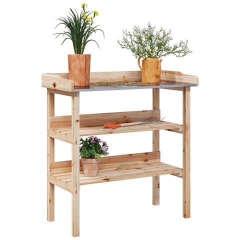 Tavolo Piante Con Ripiani 78x38x, 82,5cm Legno Massello Abete - Foto 1