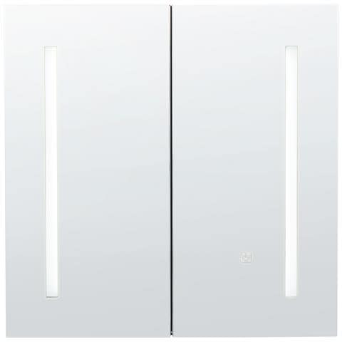 Armadio A Muro Per Specchio Da Bagno Led Chabunco 60 Cm 60 Cm Nero - Foto 2