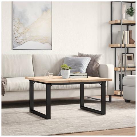 Tavolino Salotto Telaio A O 90x90x45,5cm Massello Pino E Ghisa - Foto 3