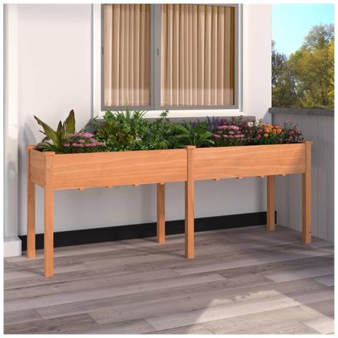 Fioriera Con Fodera Marrone 203x53x76cm Legno Massello Di Abete - Foto 1