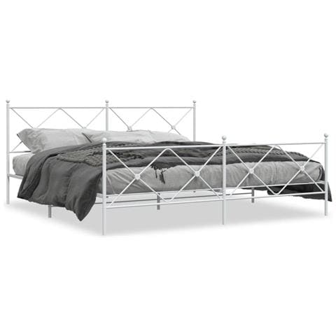 Giroletto Con Testiera E Pediera Metallo Bianco 193x203 Cm - Foto 2