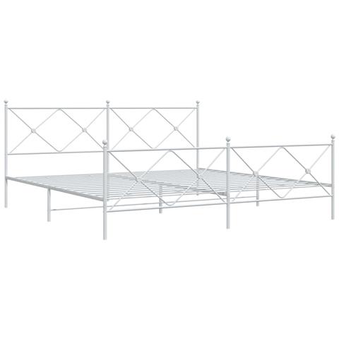 Giroletto Con Testiera E Pediera Metallo Bianco 193x203 Cm - Foto 3