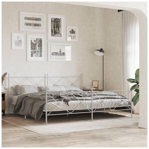 Giroletto Con Testiera E Pediera Metallo Bianco 193x203 Cm - Foto 1