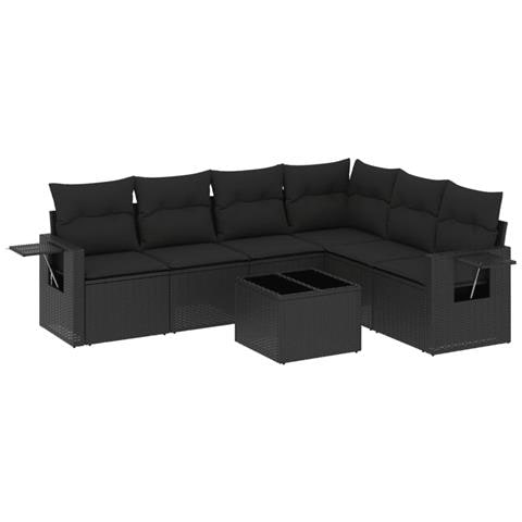 Set Divani Da Giardino Con Cuscini 7pz Nero Polyrattan - Foto 2
