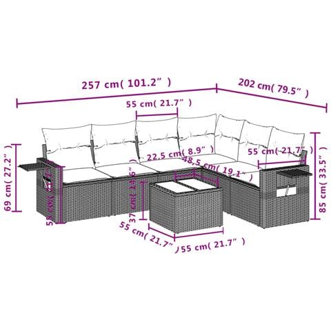 Set Divani Da Giardino Con Cuscini 7pz Nero Polyrattan - Foto 3