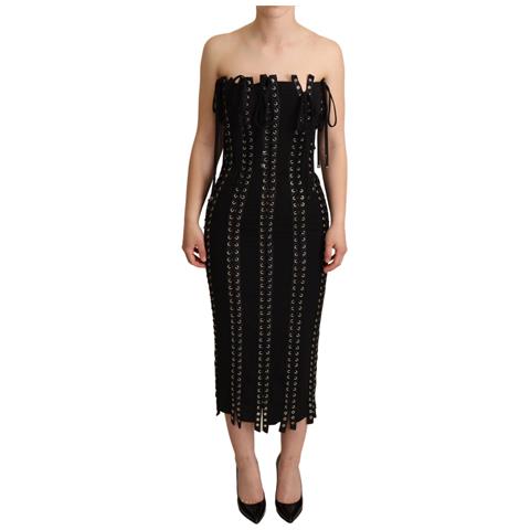 Abito Aderente Con Lacci Senza Maniche In Cady Nero - It38-xs - Foto 1