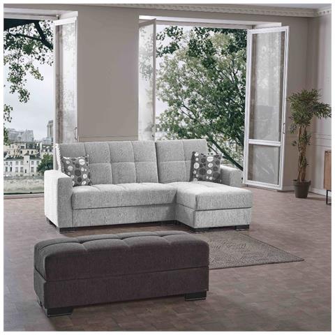 Divano Letto Con Penisola Fermina Lounge Con Doppio Contenitore In Crown 17 Grigio Chiaro - Foto 1