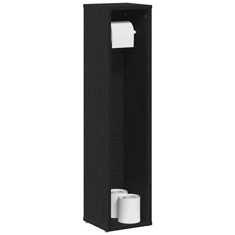 Mobile Da Bagno Con Portarotolo Nero 20,5x20x90 Cm - Foto 1