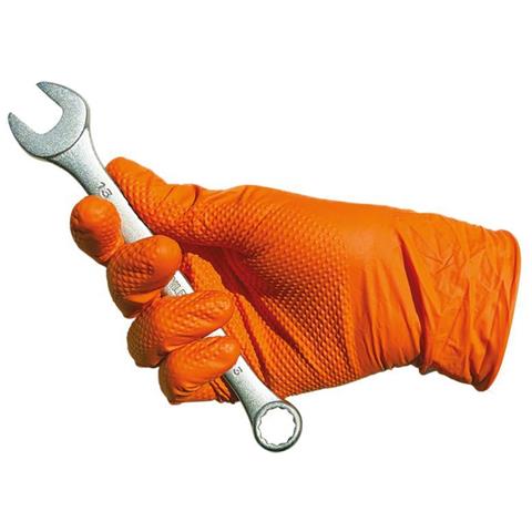 Box 50 Guanti Diamond Grip Nitrile Arancione Taglia M - Foto 1