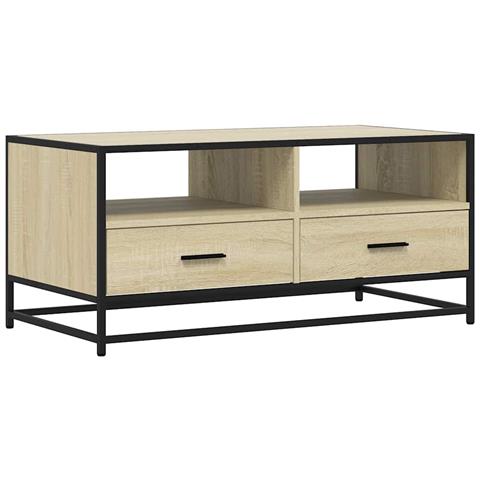 Tavolino Rovere Sonoma 100x50x45 Cm Legno Multistrato E Metallo - Foto 2