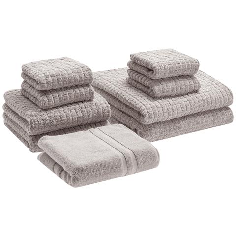Set Di 9 Asciugamani Atai Cotone Grigio Chiaro - Foto 2