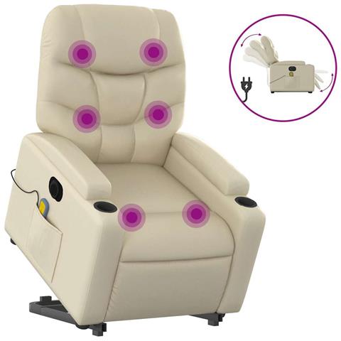 Lusso Casadino - Poltrona Alzapersona Elettrica Reclinabile Crema In Similpelle - Foto 1