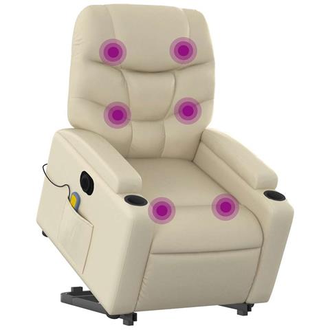 Lusso Casadino - Poltrona Alzapersona Elettrica Reclinabile Crema In Similpelle - Foto 2