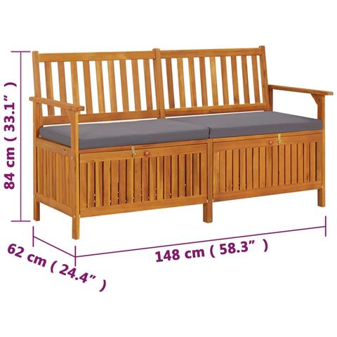 Lusso Casadino -  Cassapanca Con Cuscino 148 Cm In Legno Massello Di Acacia - Foto 8