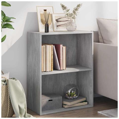Libreria 2 Ripiani Grigio Cemento 60x30x76,5 Legno Multistrato - Foto 8