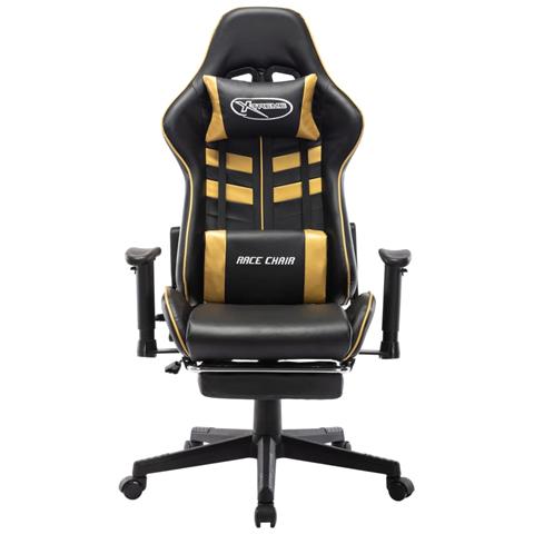 Lusso Casadino - Sedia Da Gaming Con Poggiapiedi Nera E Oro In Similpelle - Foto 1