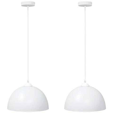 Lampada a Sospensione 2 pz Regolabile E27 Bianco Ø 30cm Metallo - Foto 1