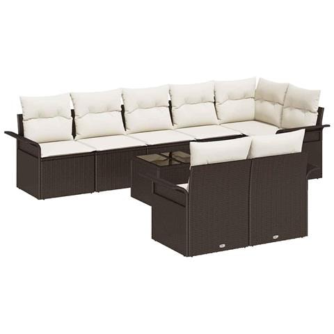 Set Giardino 8 Pezzi con cuscini in polirattan grigio - Foto 1