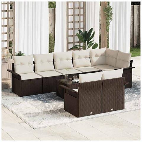 Set Giardino 8 Pezzi con cuscini in polirattan grigio - Foto 2
