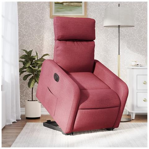 Poltrona Alzapersona Reclinabile Elettrica Rosso Vino Tessuto - Foto 2