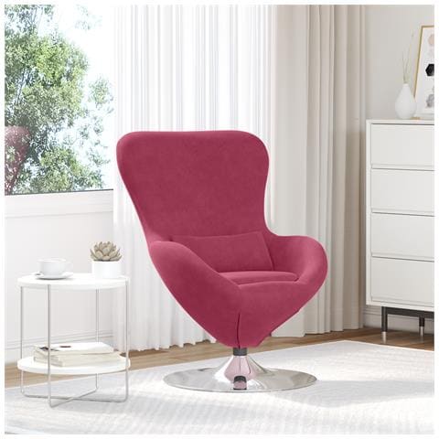 Chaise Egg Rosso Vino in Velluto - Foto 2