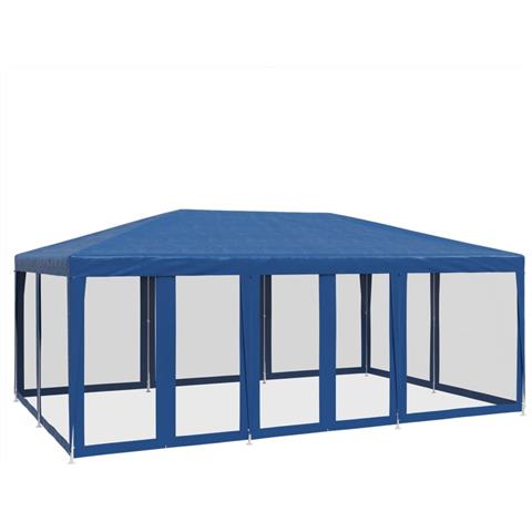 Tenda per Feste con 10 Pareti Laterali in Rete Blu 6x4 m HDPE - Foto 1