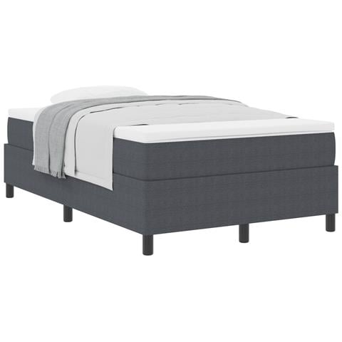 Letto a Molle con Materasso Grigio Scuro Piccola Doppia Tessuto Corduroy - Foto 1