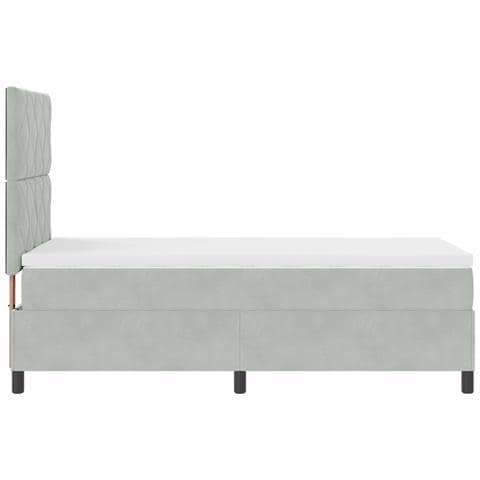 Letto Box con Materasso Grigio Chiaro 100x200 cm Velluto - Foto 9