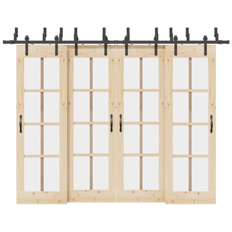 Kit di Binari per Porte Scorrevoli 305 cm Acciaio Nero - Foto 2