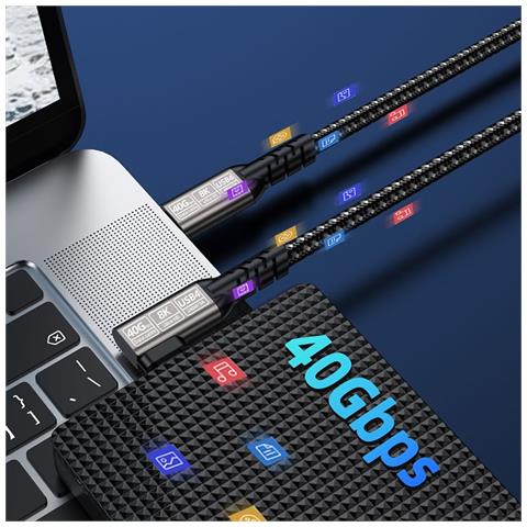 Cavo Usb4 Ad Angolo Retto 40gbps Ad Alta Velocità, Compatibile Con Thunderbolt 4/3 1 M - Foto 6