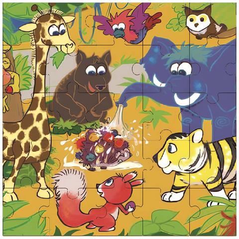 Puzzle In Legno Educativo Motivi Giungla 35 Pezzi Con Cornice, Multicolore - Foto 4