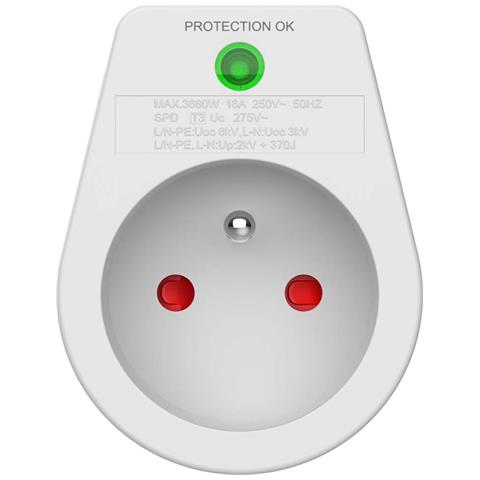 Presa Parafulmine 1 Uscita Tipo E - Protezione 310j, Bianco - Foto 1