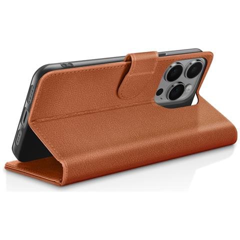Custodia A Portafoglio Per Iphone 14 Pro Max Con Supporto E Linguetta Magnetica, Marrone - Foto 2