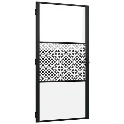 Porta Interna Nero 102.5 x 201.5 cm Vetro temperato, Alluminio - Foto 1