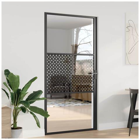 Porta Interna Nero 102.5 x 201.5 cm Vetro temperato, Alluminio - Foto 2