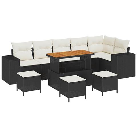 Set Divano da Giardino 10 pcs Nero e Crema 110 x 55 x 71 cm - Foto 1