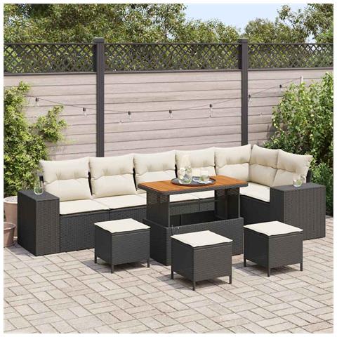 Set Divano da Giardino 10 pcs Nero e Crema 110 x 55 x 71 cm - Foto 2