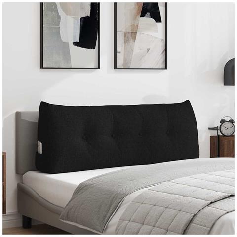 Cuscino per Schiena Nero 120 x 24 x 50 cm Tessuto - Foto 2