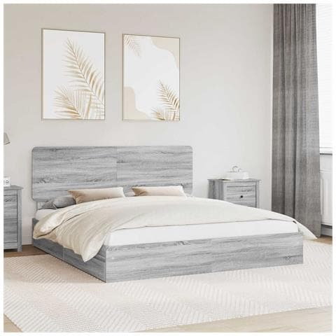 Letto con Contenitore con testiera Grigio Sonoma 200 x 200 cm - Foto 2