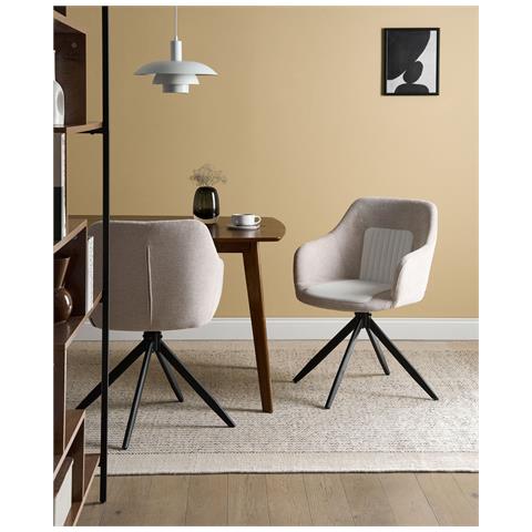 Set Di 2 Sedie Da Pranzo Likely Tessuto Beige Chiaro - Foto 1