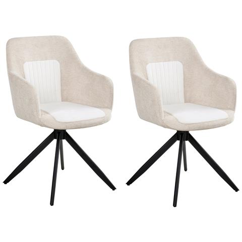 Set Di 2 Sedie Da Pranzo Likely Tessuto Beige Chiaro - Foto 2
