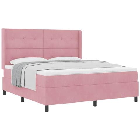 Letto a molle con materasso Rosa 180 x 200 cm Velluto - Foto 1