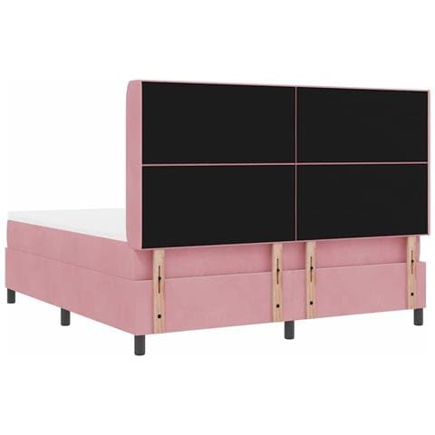 Letto a molle con materasso Rosa 180 x 200 cm Velluto - Foto 9