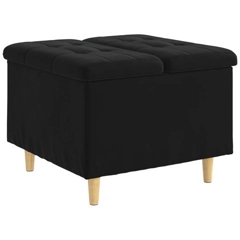 Pouf contenitore con cuscino Nero 60 x 60 x 45 cm Velluto - Foto 1