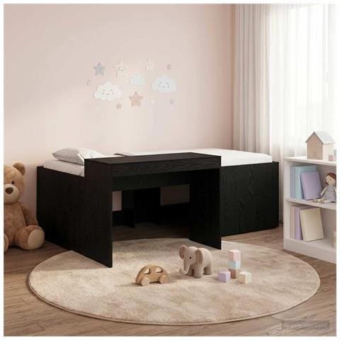 Letto alto per bambini con scrivania Nero 80 x 200 cm - Foto 2